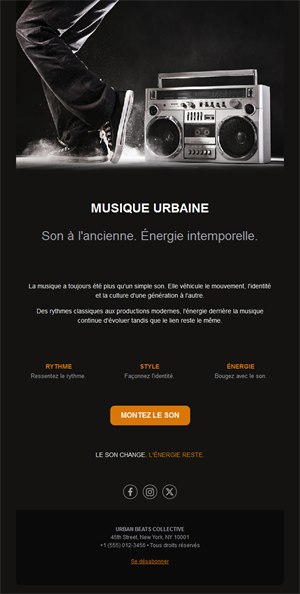 Email de musique urbaine hip-hop